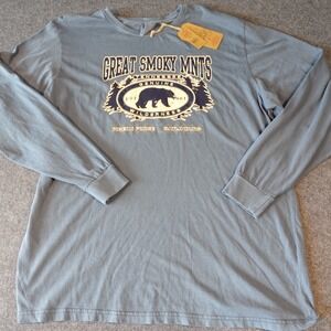 U.S. Vintage Great Smoky Mnts Long Sleeve Graphic Tee 3XL Navy Blue 2404XX